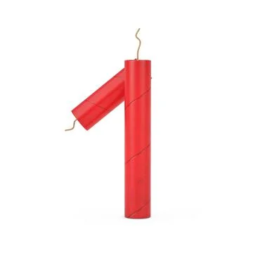 Number One or 1 as Dynamite Sticks Alphabet Numbers Collection. 3d Rendering Stock Illustration