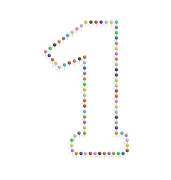 Number one with pushpin Иллюстрация