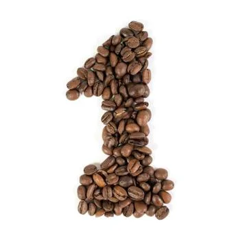 The number "one" from roasted coffee beans Stock Photos