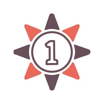 Number one star. Star-shaped emblem with a number one inside, representing .. Stock Illustration