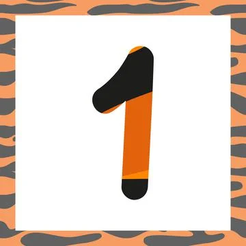 Number one with striped tiger pattern Illustrazione stock