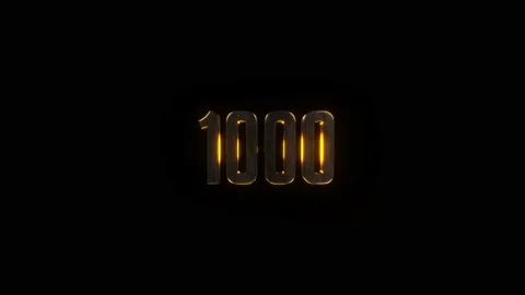 Number one thousand, animated in the style of the game splash, on a black Stock Footage 157729632
