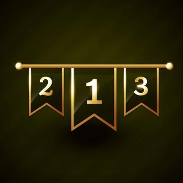 Number one two three vector golden label Stock Illustration
