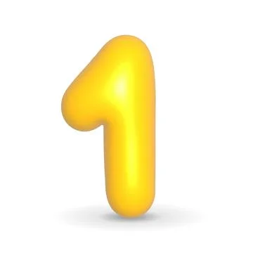 Number One Yellow Balloon 3d render. Realistic design element for events. Illustrazione stock