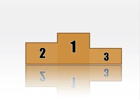 Number one.podium on a transparent background.lit white scene.the podium of Stock Illustration