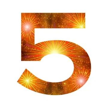 Number of orange firework, five Stock Illustration