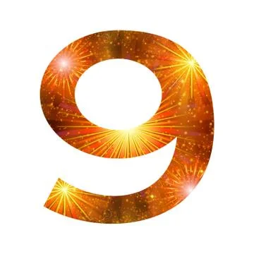 Number of orange firework, nine Stock Illustration