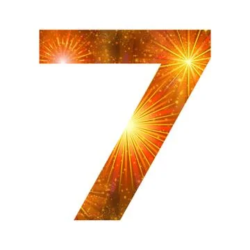 Number of orange firework, seven Stock Illustration
