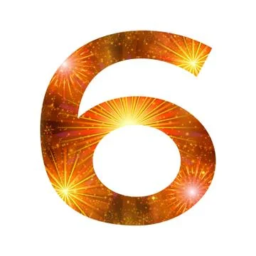 Number of orange firework, six Stock Illustration
