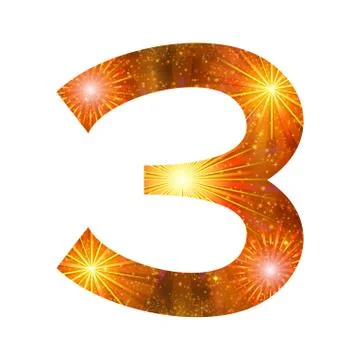 Number of orange firework, three Stock Illustration