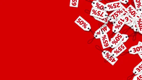 Number Percent Tags Falling Slow Motion 3D Rendering Stock Footage 200988213