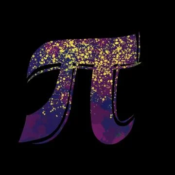 Number pi in glitter on a black background for decor Illustrazione stock