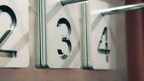 Number plates in fitting room, panning shot. Stock Footage 86700709