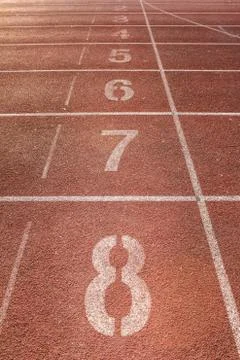 Number on running track Stock Photos