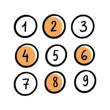 Number with scribble circle element. Stock Illustration