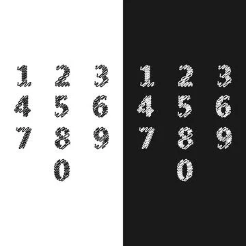 Number scribble icon set Stock Illustration