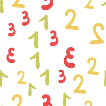 Number seamless pattern color hand font number set one two three 스톡 일러스트