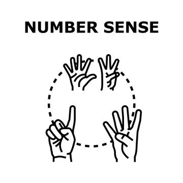 Number sense development concept with hand gestures Stock Illustration