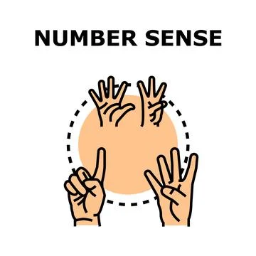 Number sense development concept with hand gestures Stock Illustration