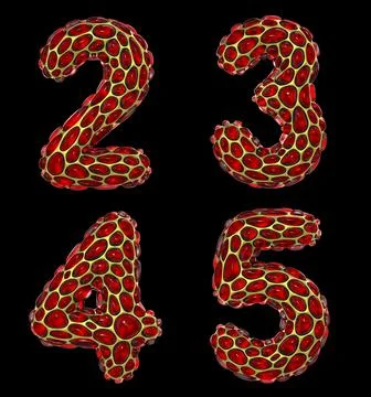 Number set 2, 3, 4, 5 made of realistic 3d render golden shining metallic 스톡 일러스트