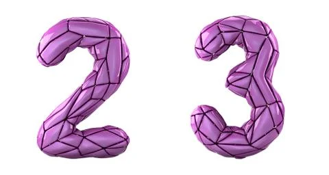 Number set 2, 3 made of pink color plastic. Stock Illustration