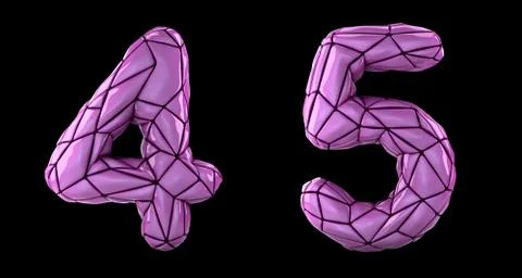 Number set 4, 5 made of pink color plastic. Stock Illustration