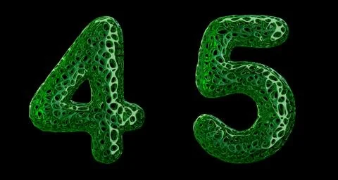 Number set 4, 5 made of green plastic 3d rendering Stock Illustration