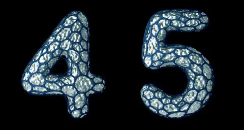 Number set 4, 5 made of realistic 3d render silver shining metallic. Stock Illustration
