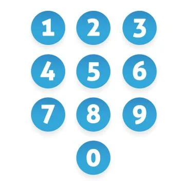 Number set circle button Stock Illustration