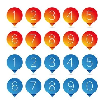 Number set pointer button Stock Illustration