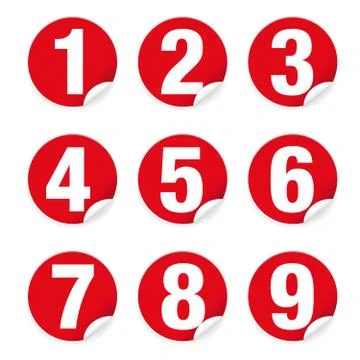 Number set sticker red Stock Illustration