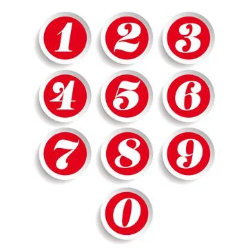 Number set sticker vector red Stock Illustration
