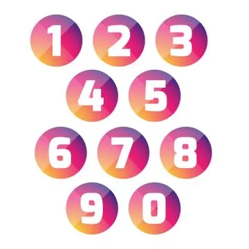 Number set vector button Illustrazione stock
