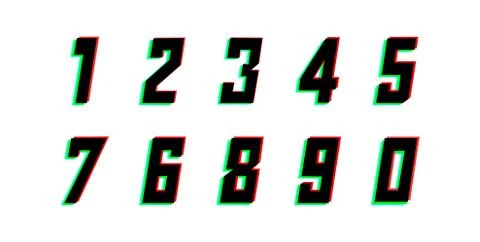 Number set, vector desing logo alphabet .Dynamic, split-color, shadow of  num Stock Illustration