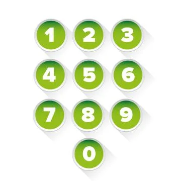 Number set vector green Illustrazione stock