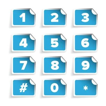 Number set vector label blue Stock Illustration