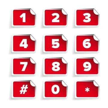 Number set vector label red Stock Illustration
