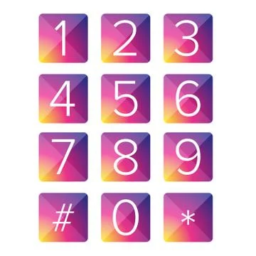 Number set vector square Stock Illustration