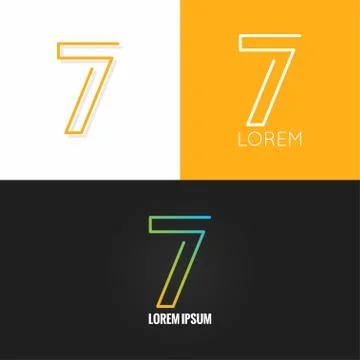 Number seven 7 logo design icon set background Stock Illustration