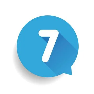Number seven 7 speech bubble blue Stock Illustration