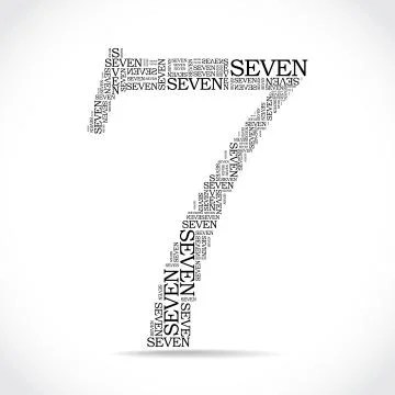 Number seven created from text Stock-Illustration