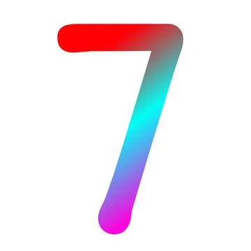 Number seven in gradient red, blue, and purple color Stockillustratie