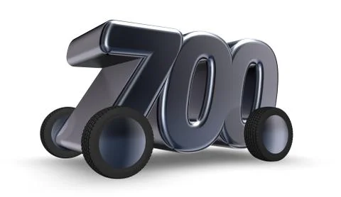The number seven hundred on wheels - 3d illustration Stock Illustration