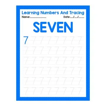 Number Seven Learning Number And Tracing Stock Illustration