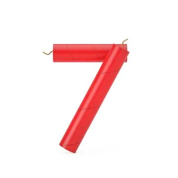 Number Seven or 7 as Dynamite Sticks Alphabet Numbers Collection. 3d Renderin イラスト素材