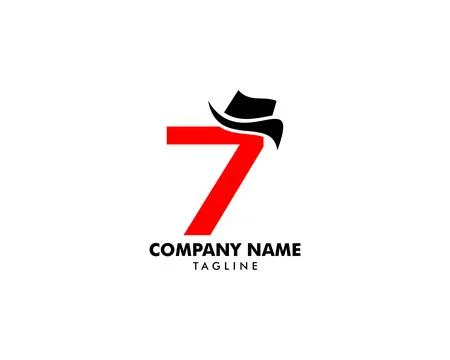 Number seven or 7 with hat logo illustration Stock Illustration