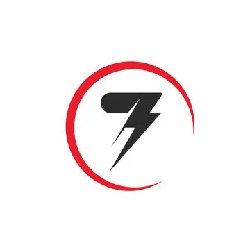 Number seven thunder bolt  icon vector illustration design Stock Illustration