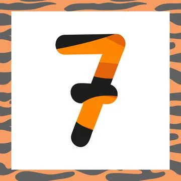 Number seven with tiger pattern Stock Illustration