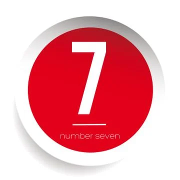 Number seven vector label red Stock Illustration