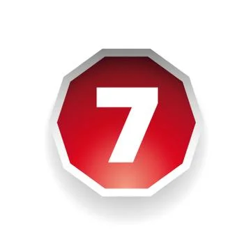 Number seven vector label red Stock Illustration